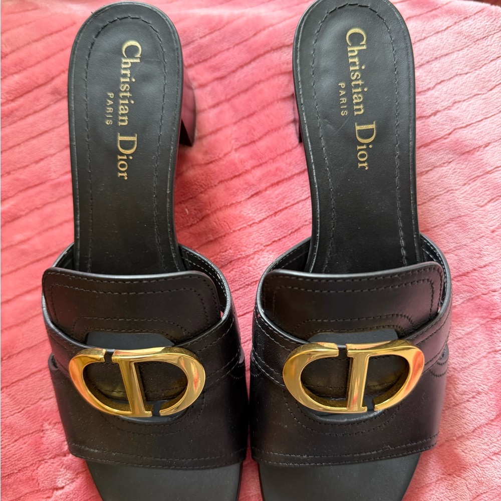 Dior Black Sandals with Gold Accents - Picture 8 of 15